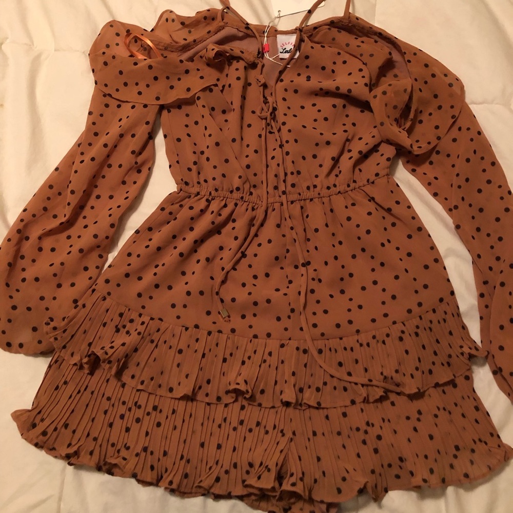 Tan/Polka dot romper. Never worn.